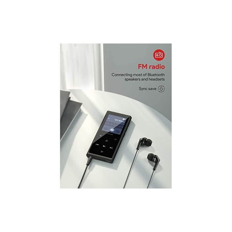 MP3 Player 16GB Bluetooth Digital Music Player with FM Radio Voice Recorder Speaker HiFi Lossless Sound Quality Pedometer Wired Earphone Support up to 128GB