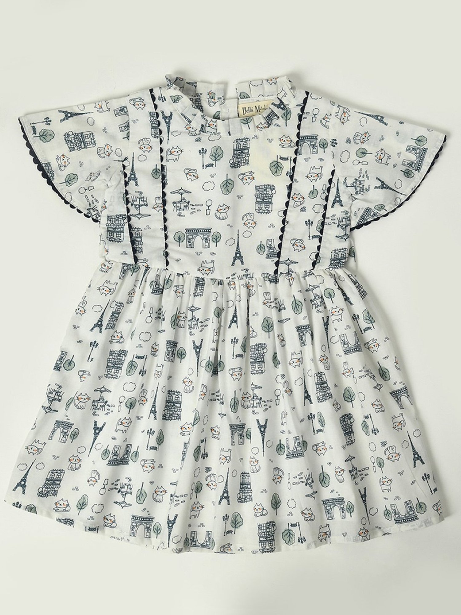 Bella Moda Kids White Printed Fit & Flare Dress
