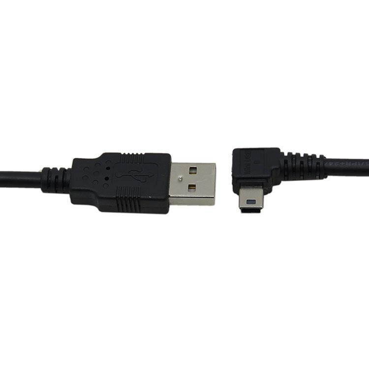 Mini USB B Type 5pin Male Left Right Angled 90 Degree to USB 2.0 Male Data Cable