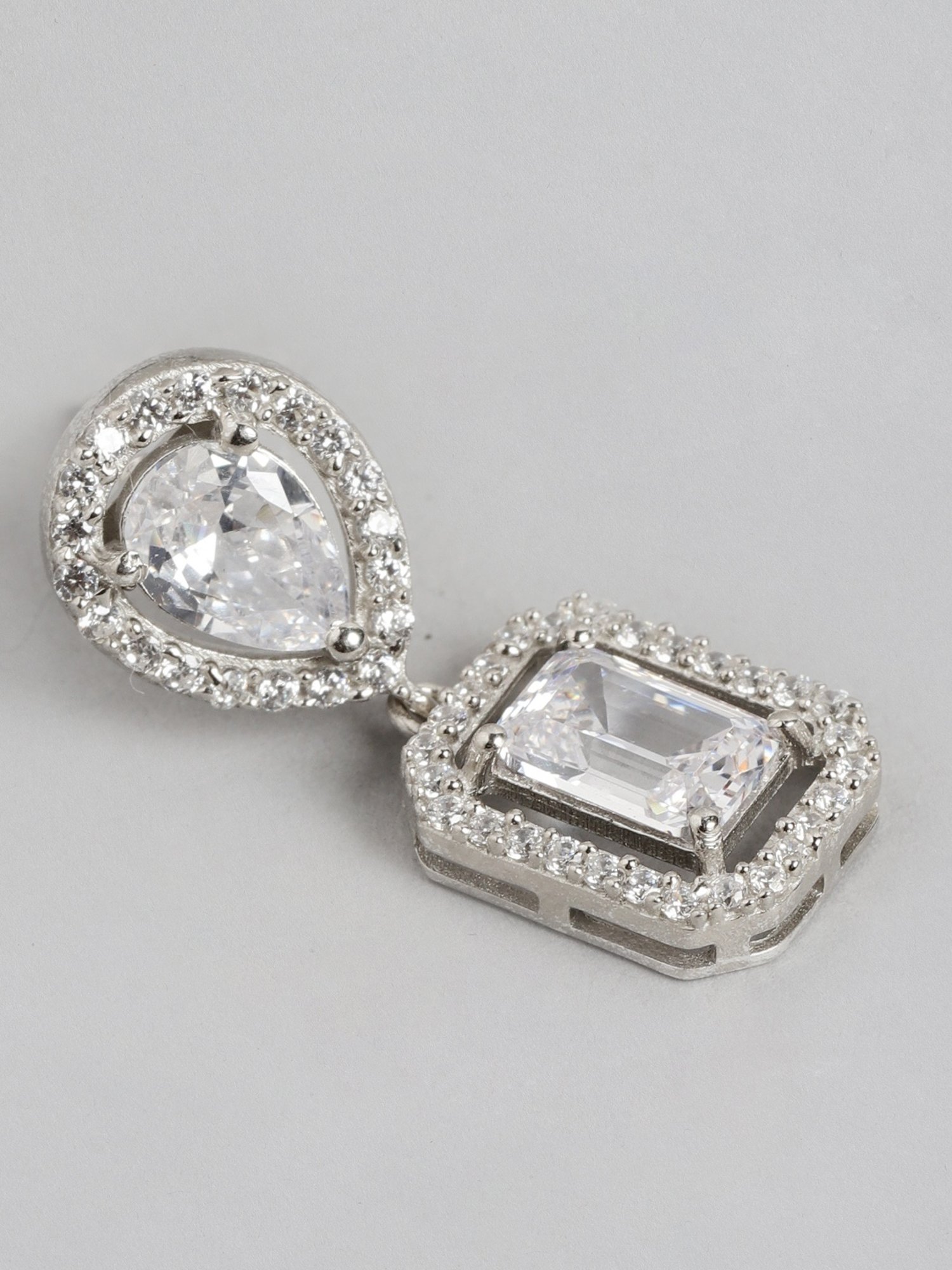 Zavya 925 Sterling Silver Shimmering Stardust Rhodium Drop Earrings For Women