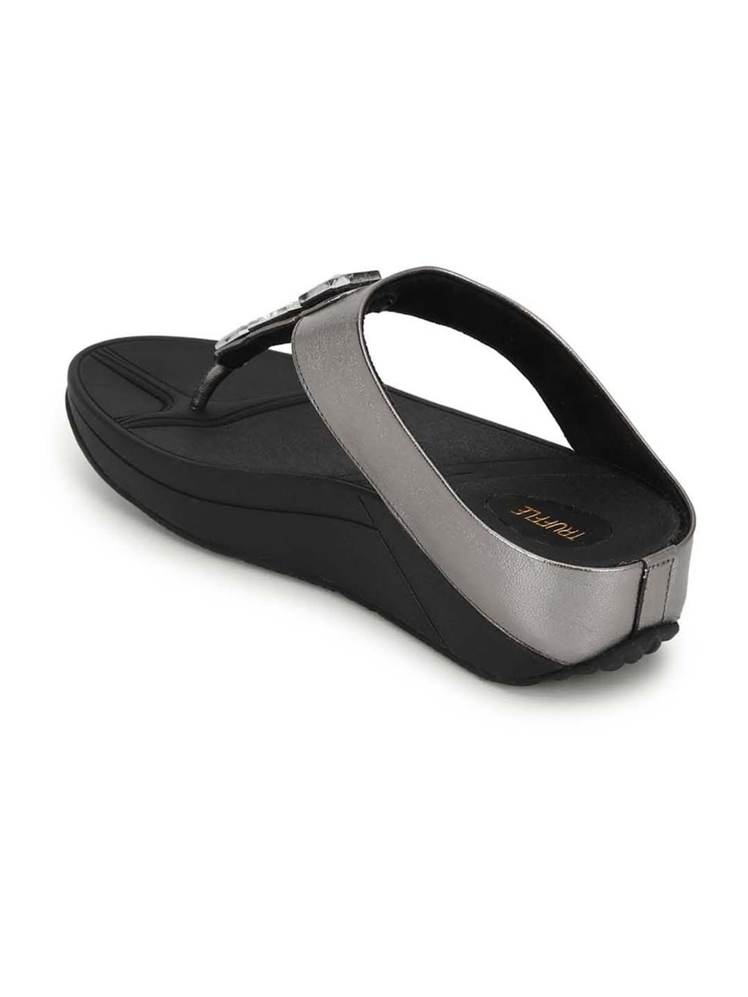 Truffle Collection Women's Black T-Strap Wedges