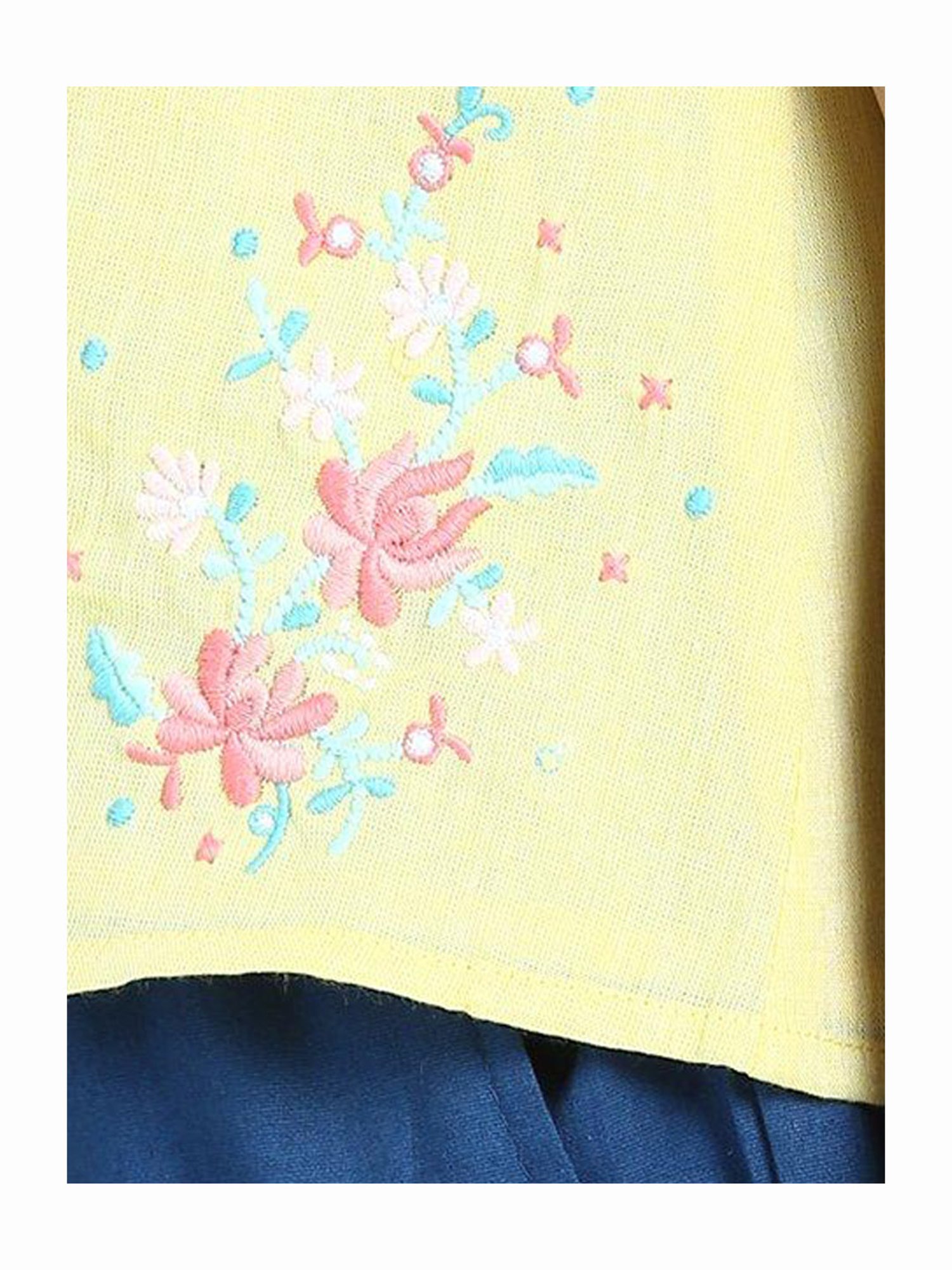 BIBA Girls Yellow Embroidered Top