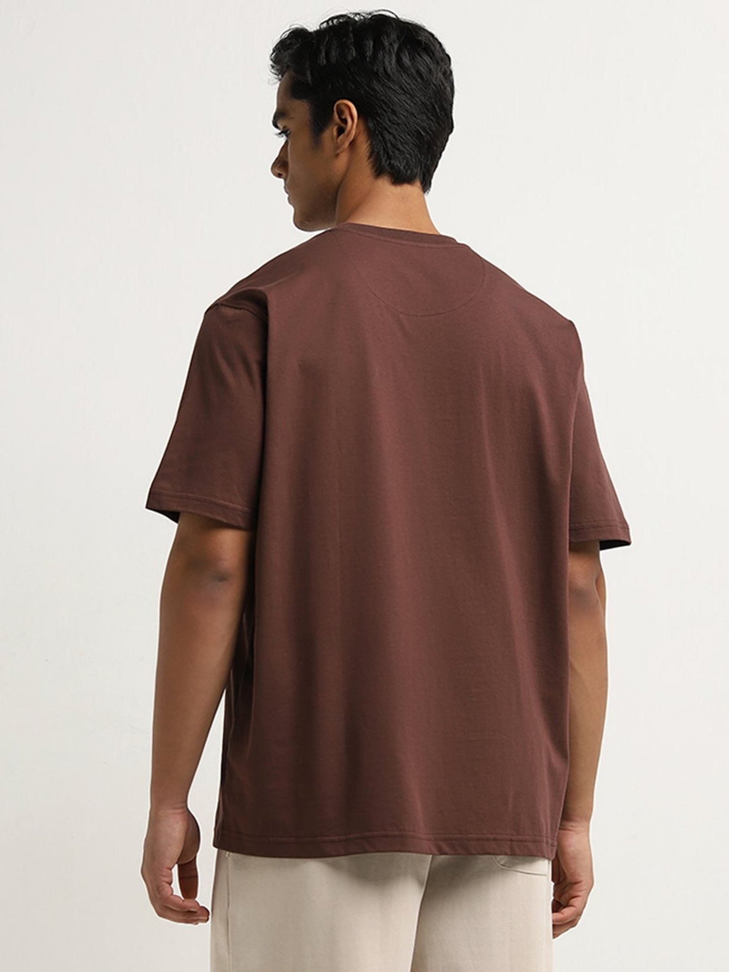 Studiofit by Westside Dark Brown Slim-Fit Cotton T-Shirt