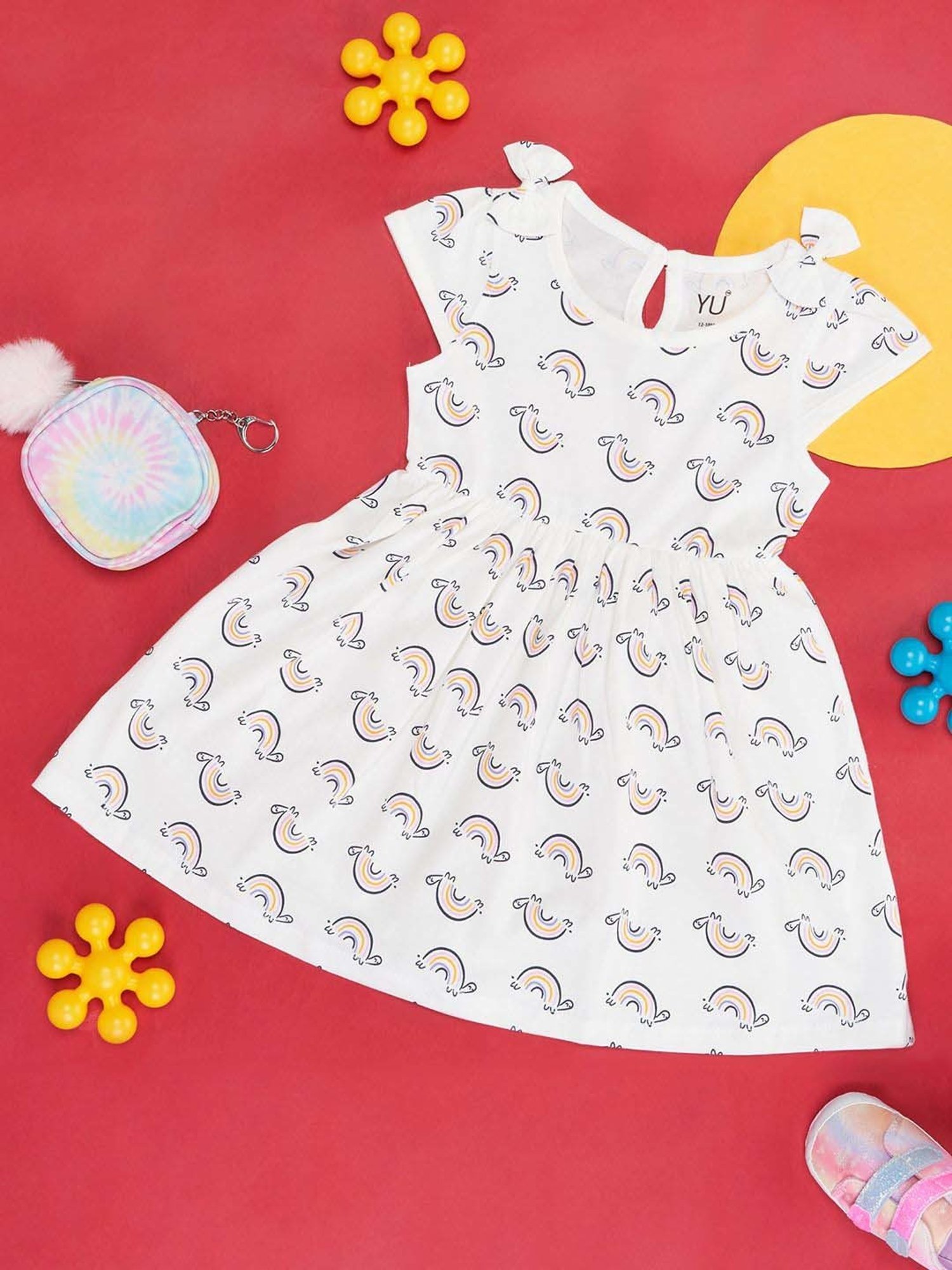 YU by Pantaloons Kids Off-White Cotton Printed Dress