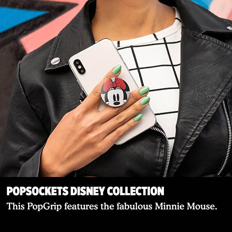 PopGrip with Swappable Top for Phones Tablets Mickey Minnie Peekaboo Minnie