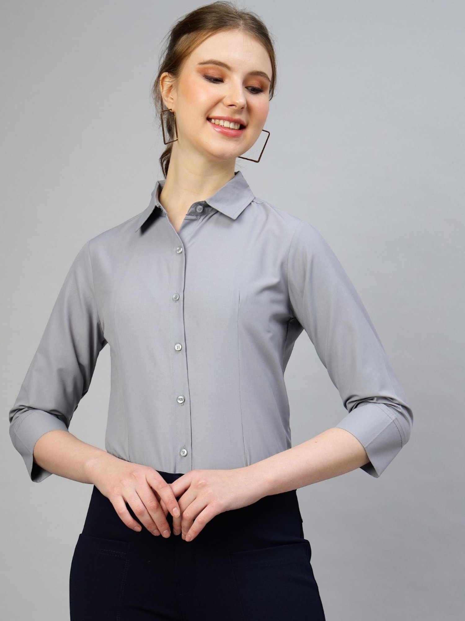 FITHUB Grey Regular Fit Shirt