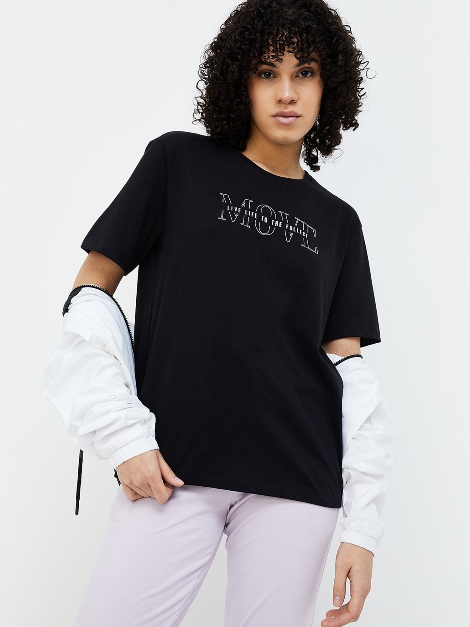 KAPPA Black Cotton Graphic Print T-Shirt