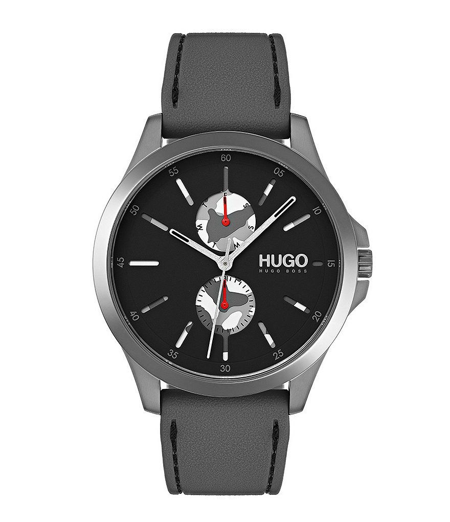 HUGO HUGO BOSS #Jump Grey IP Rubber Strap Multifunction Watch