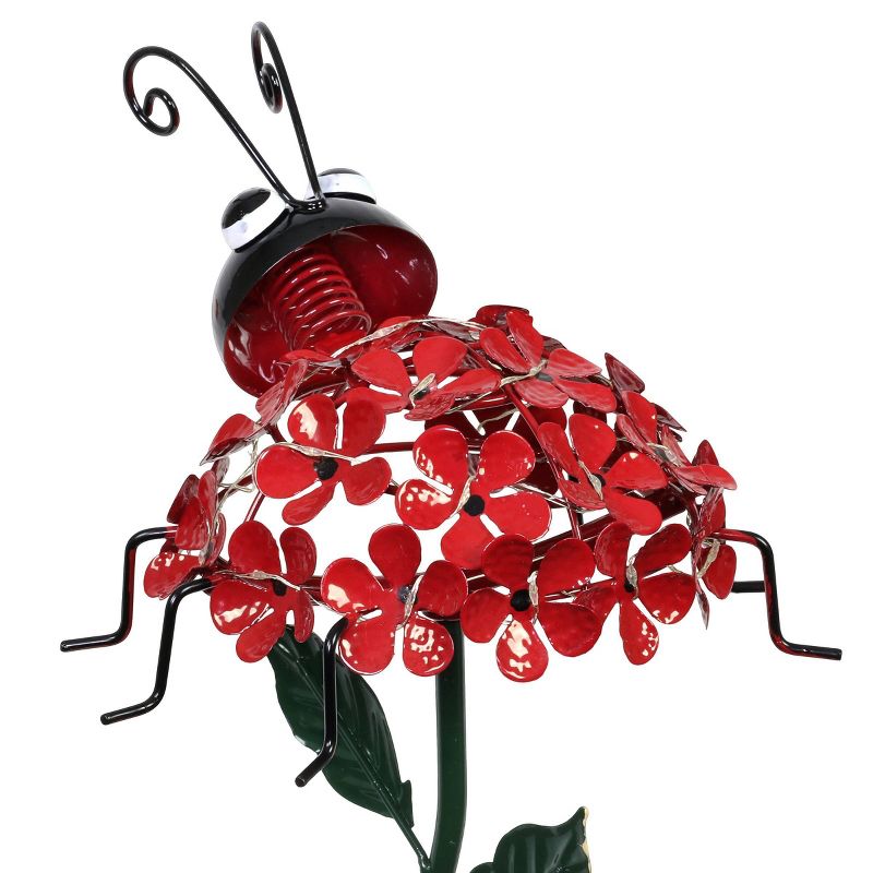 26.18" Metal Solar Lady Bug Stake Red - Exhart