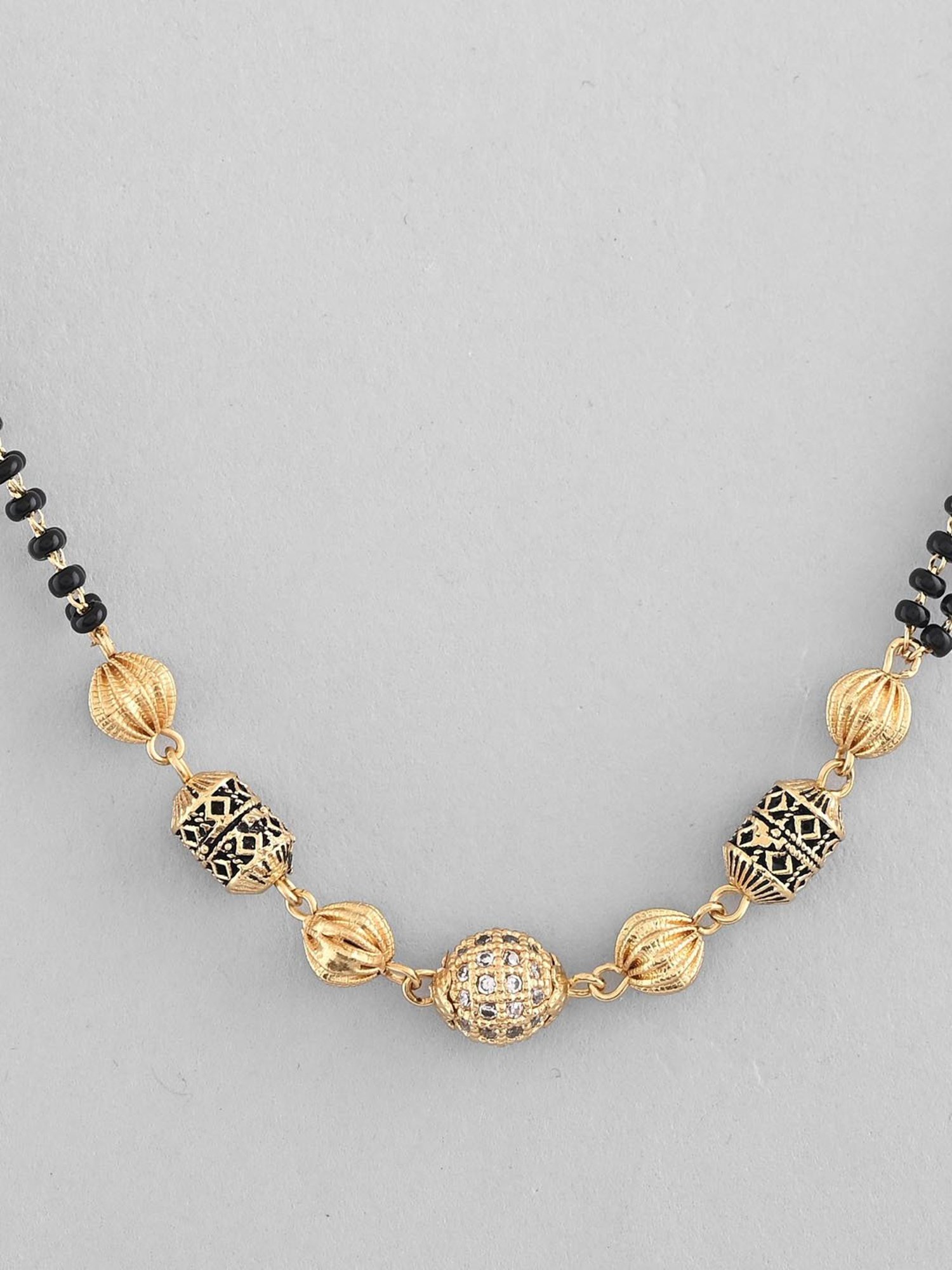 VOJ Gold Plated Stone Studded Cricular Shaped Mangalsutra for Women