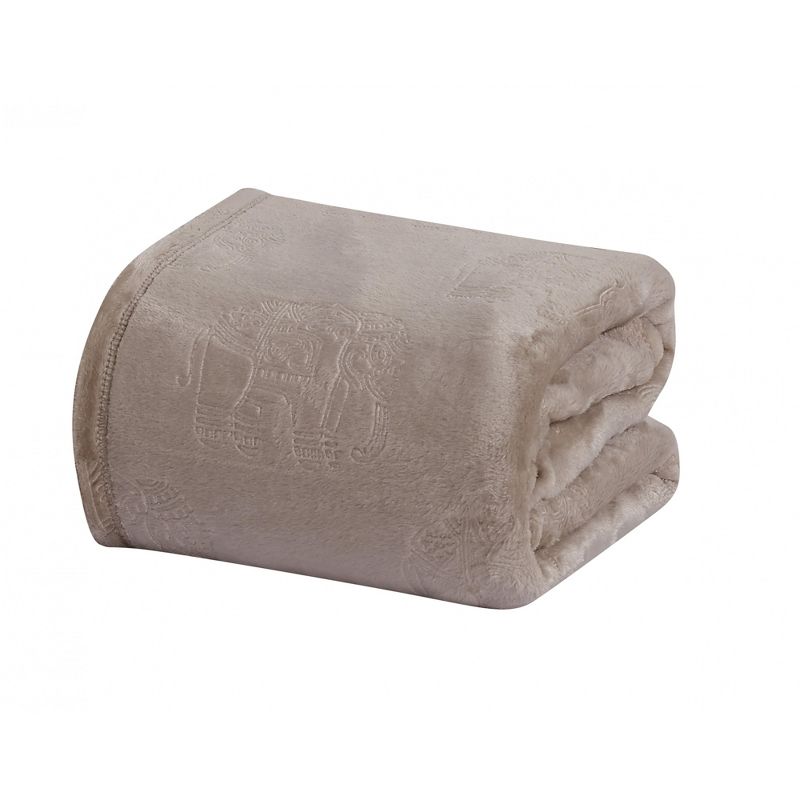 Sheridan Ultra Cozy and Comfy Elephant Emblem Jacquard Throw 50" x 60" - Beige