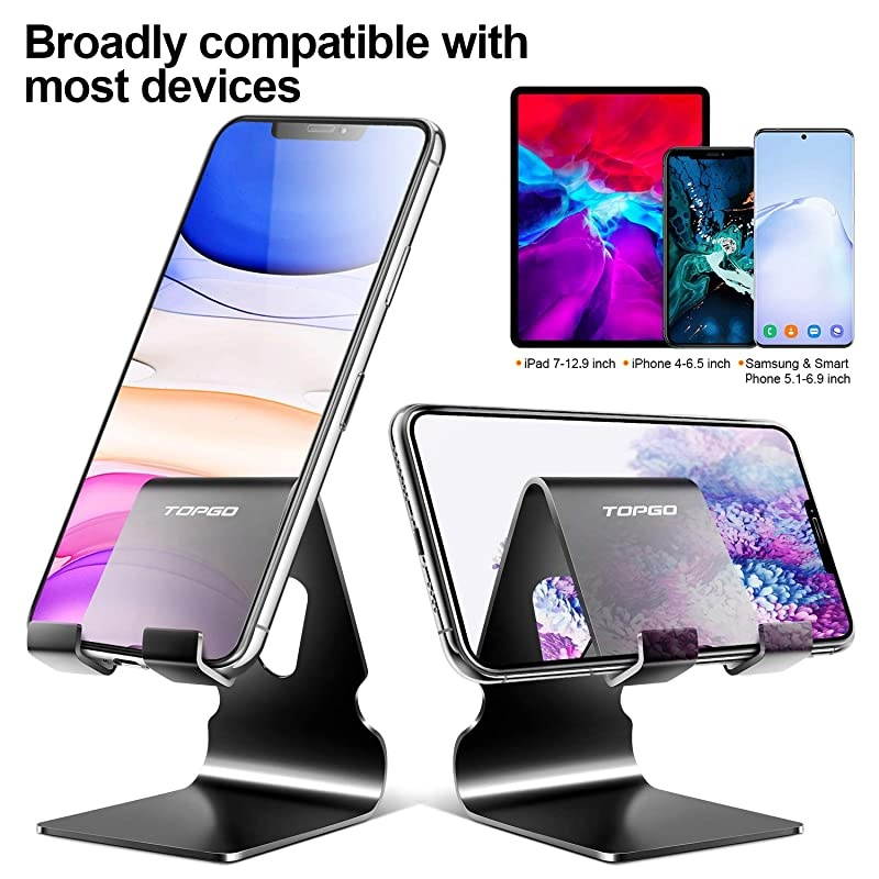 Phone Stand Holder 2020 Aluminum Desktop phone Cradle Dock with Cable Collective AntiSlip Base and Convenient Charging Port for iPhone 11 Pro Max Bedside Table Office Desk Accessories