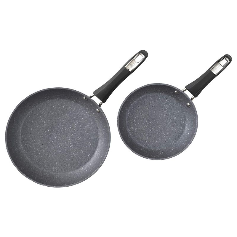 Bialetti 7556 Impact Covered Nonstick Heavy Gauge Aluminum Oven Safe 8 and 10 Inch Frying Pan Kitchen Set with Silicone Handles, 2 Pack, Gray
