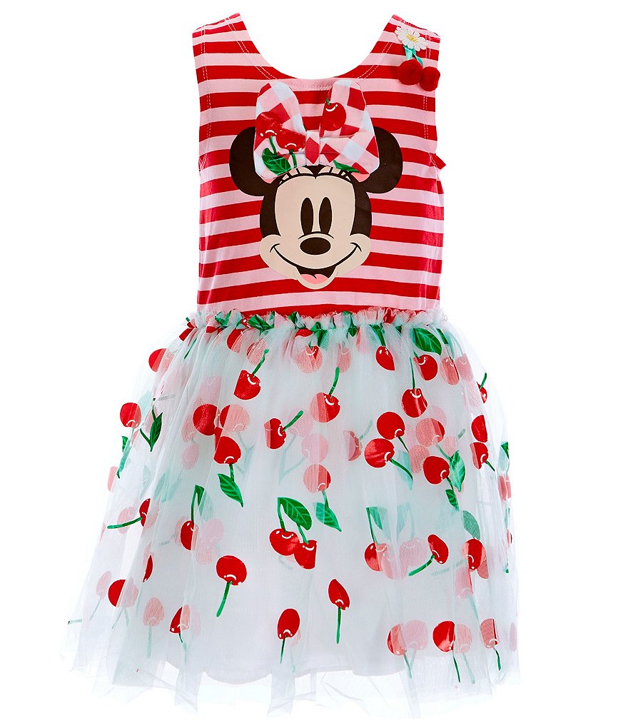 Disney x Pippa & Julie Minnie Mouse Cherries Stripe/Gingham Fit-And-Flare Dress