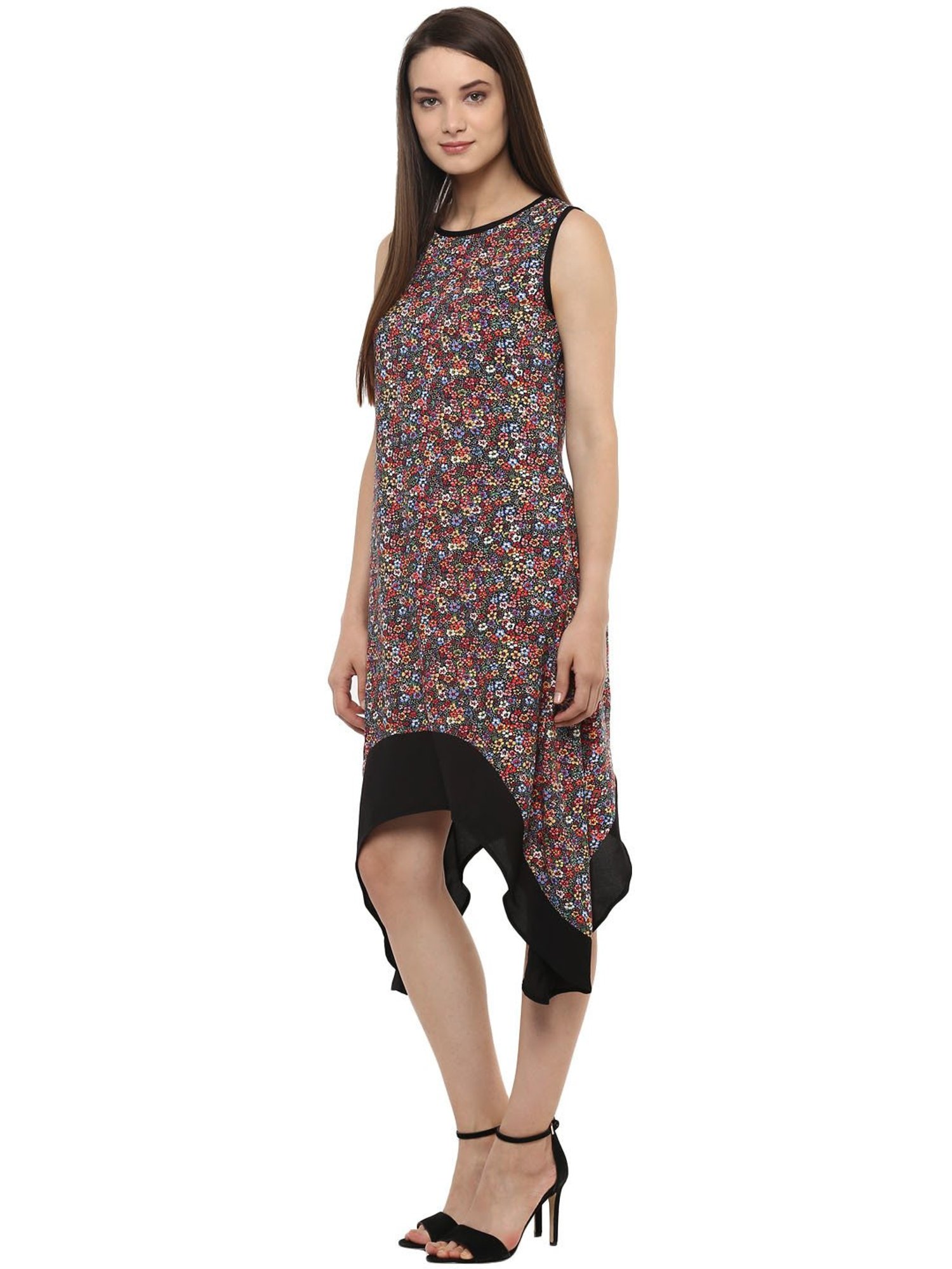 StyleStone Multicolor Floral Print High Low Dress
