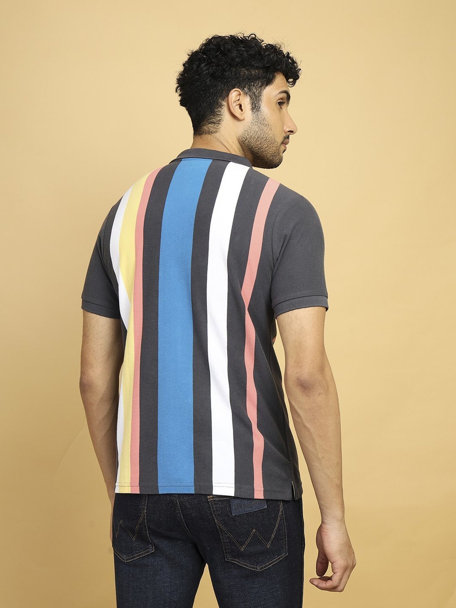 Wrangler Multi Cotton Regular Fit Striped Polo T-Shirt