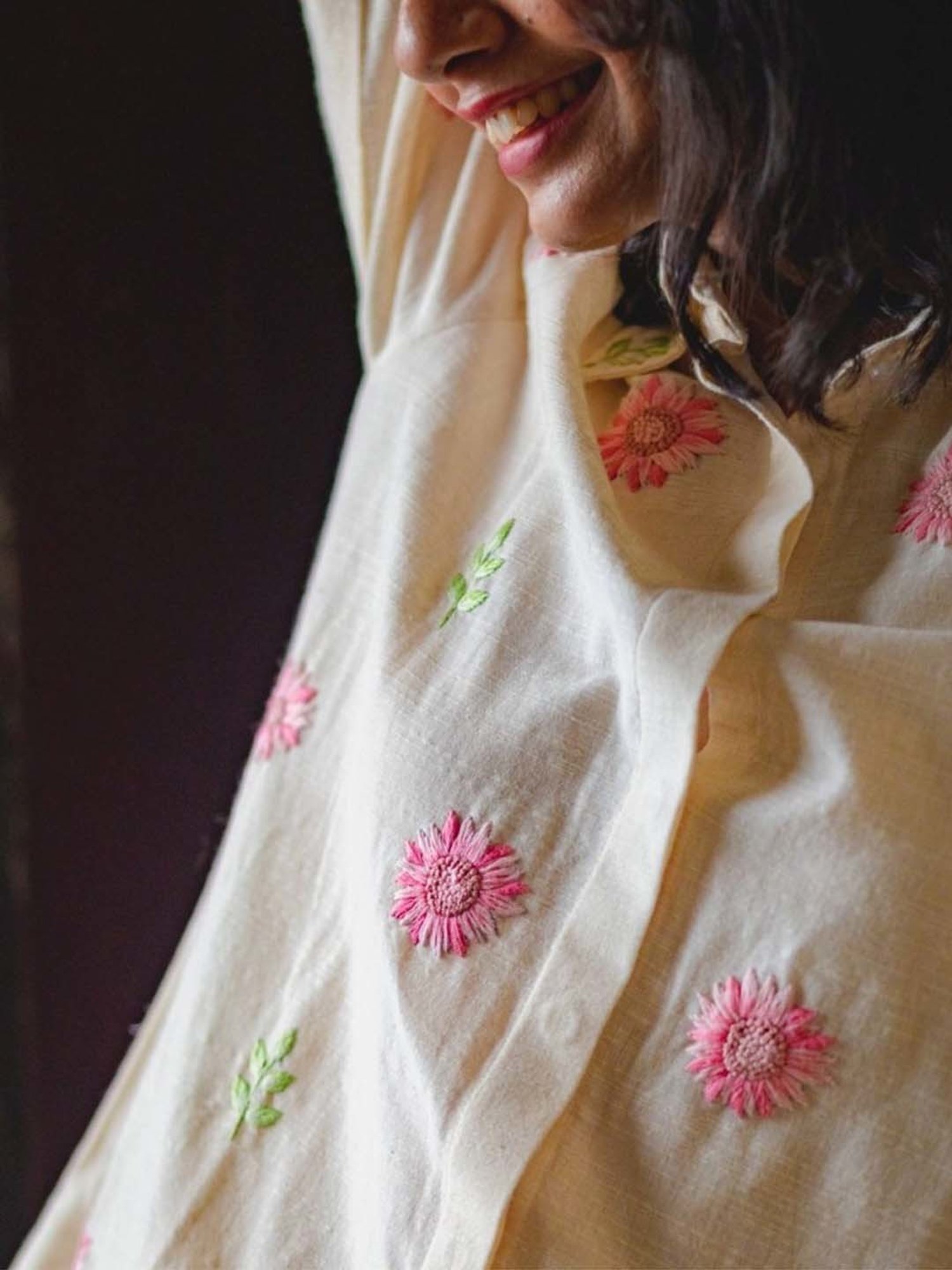 Mushio Off White Nargis Handwoven Cotton Slub Shirt