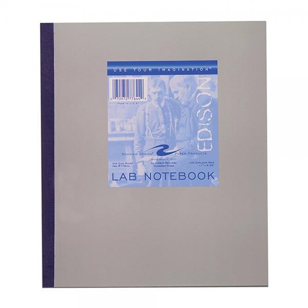 Roaring Spring 77644 Lab Notebook 100 Sheets - 15 lb Basis Weight - 9.25" x 11" - 1Each - Gray Paper