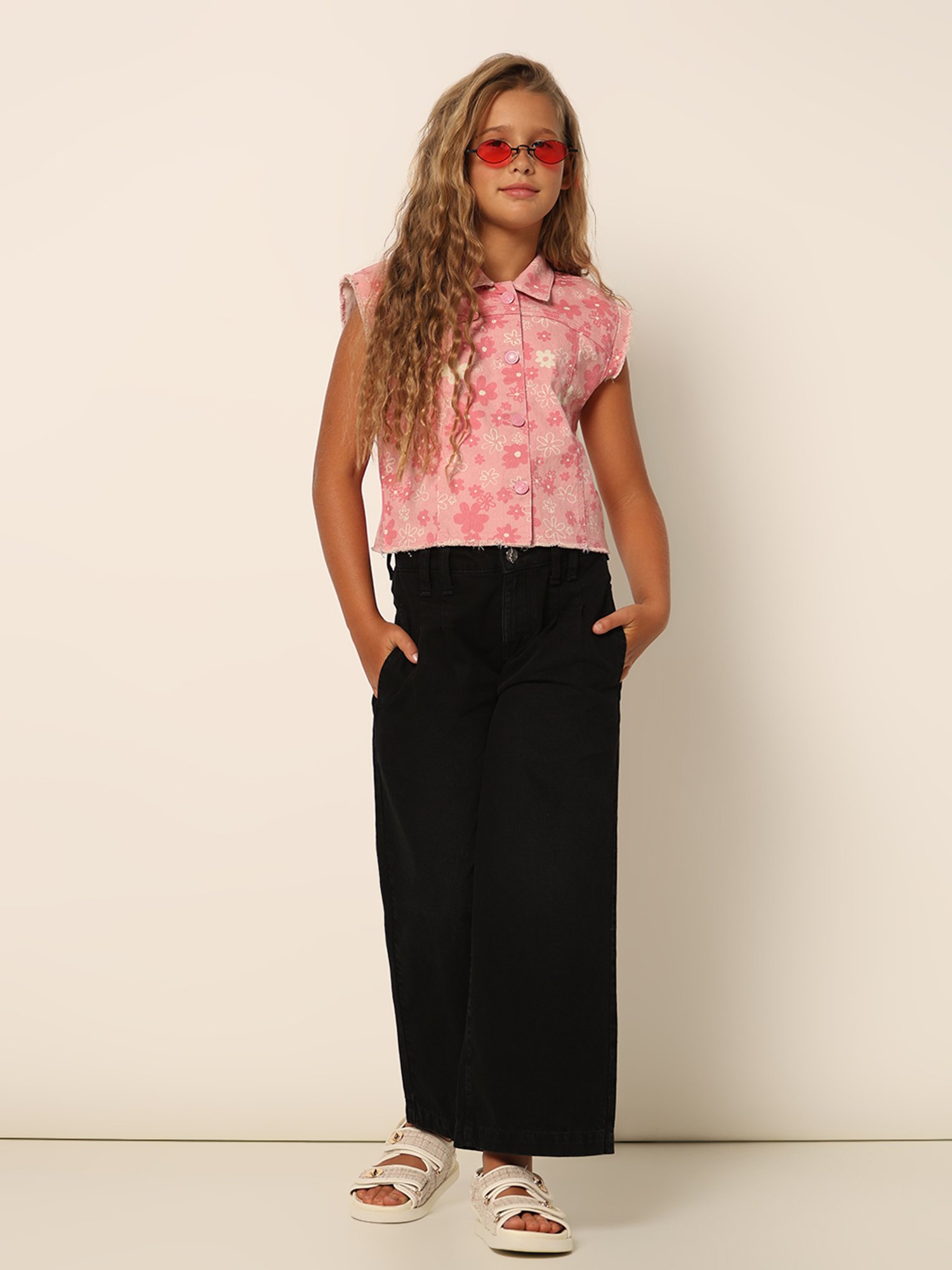 VERO MODA GIRL Pink Floral Print Shirt