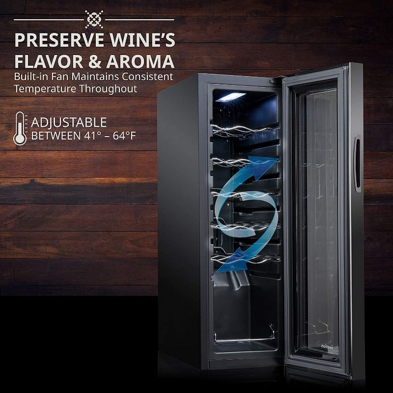 Ivation 12-Bottle Compressor Freestanding Wine Cooler Refrigerator - Black