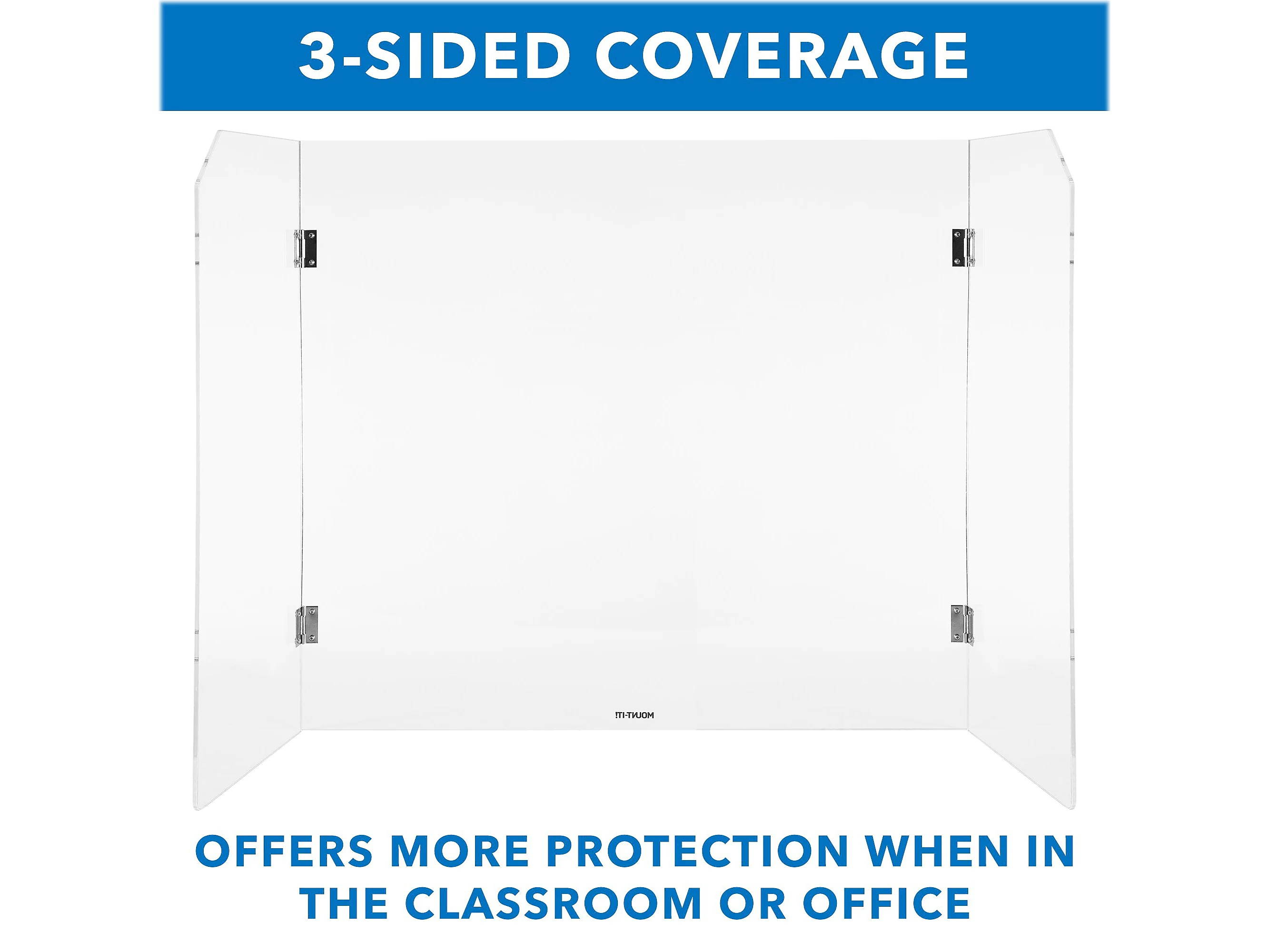 Mount-It! Acrylic Protective Sneeze Guard 27.6" x 19.7" x 25.6" | Foldable Clear Plexiglass