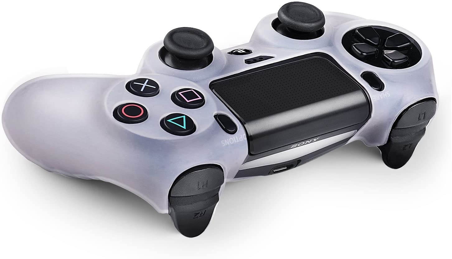 TNP PS4 Controller Case (White) - Soft Anti-Slip Silicone Grip Case Protective Shell Cover Skin for Sony Playstation 4 PS4 Wireless Game Gaming Controller [Playstation 4]