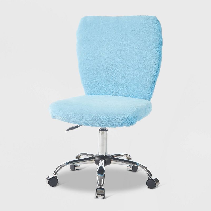 Faux Fur Rolling Computer Task Chair Blue - Urban Shop