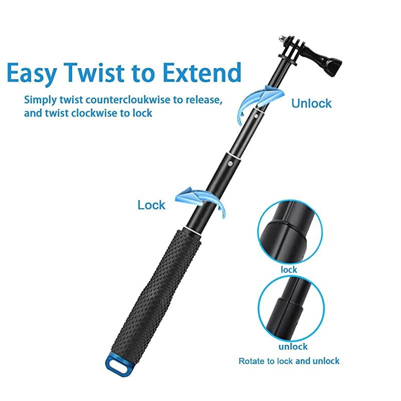 Camera Float + 19 Selfie Stick Waterproof Hand Grip Extension Portable Adjustable Monopod Pole for GoPro Hero 8 MAX 7 Black Silver White65 Black5S43