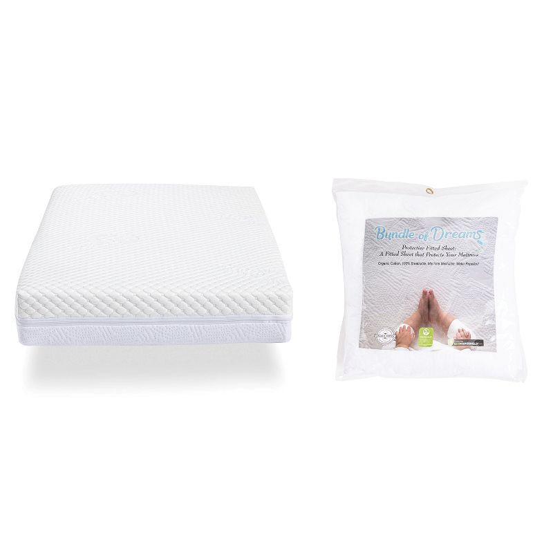 Bundle of Dreams Orion 5" Hypoallergenic 2-Stage Baby and Toddler Crib Mattress & Soft Organic Cotton Baby Mattress Protective Fitted Sheet