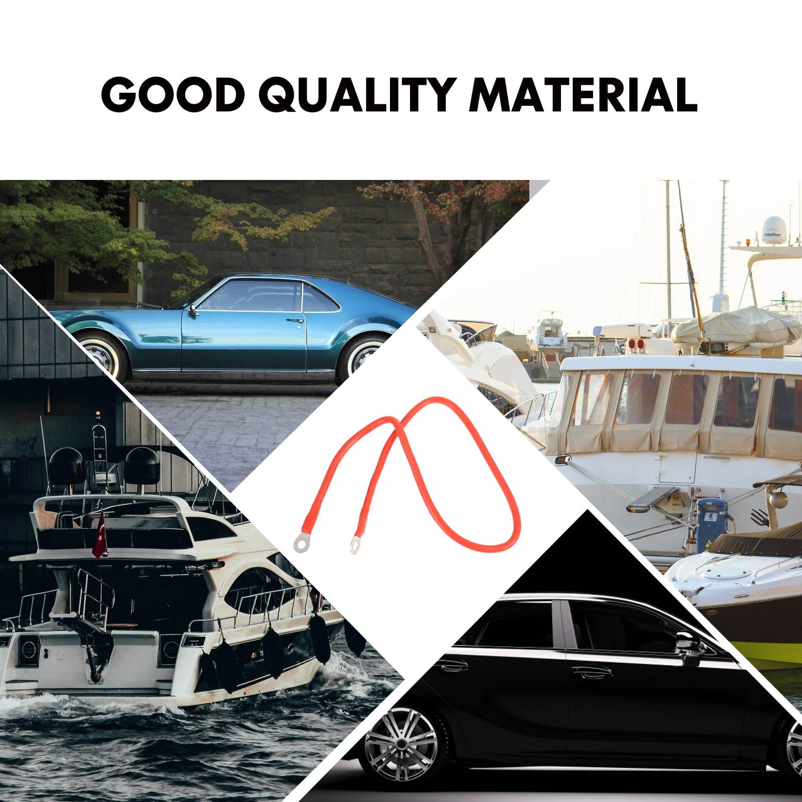 1 Pair Useful Durable Professional Power Cable Copper Cable Battery Inverter Cables