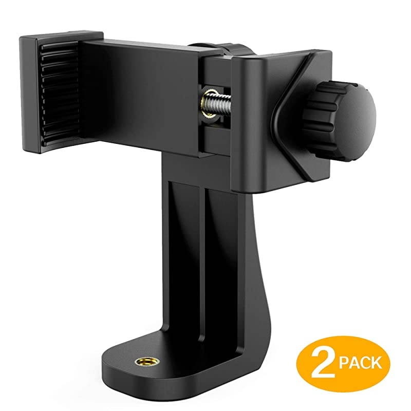 Phone Tripod Mount 2 Pack 14 Screw Adapter Cell Phone Holder with Adjustable Clamp Compatible with iPhone Samsung and All Phones CamcorderSelfie Monopod and More