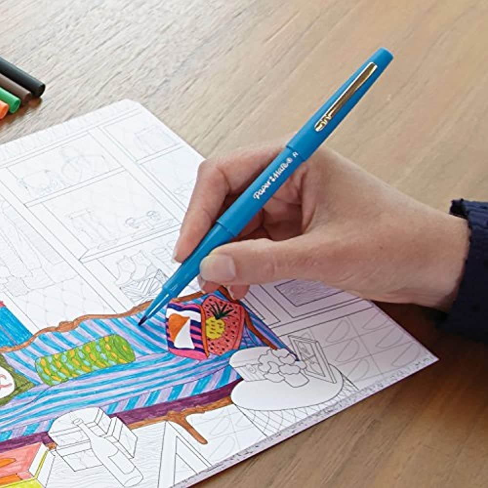 Paper Mate 1928605 Point Guard Flair Bullet Point Stick Pen, Assorted Colors, .7Mm, 12/Set