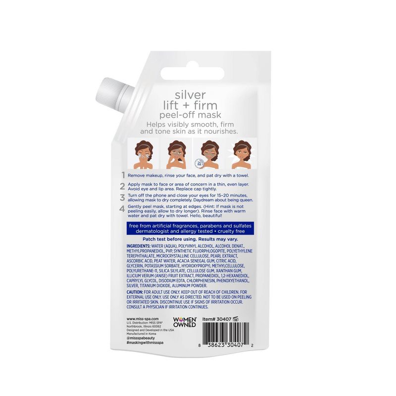 Miss Spa Silver Lift & Firm Peel Off Mask - 4pk/1.18 fl oz