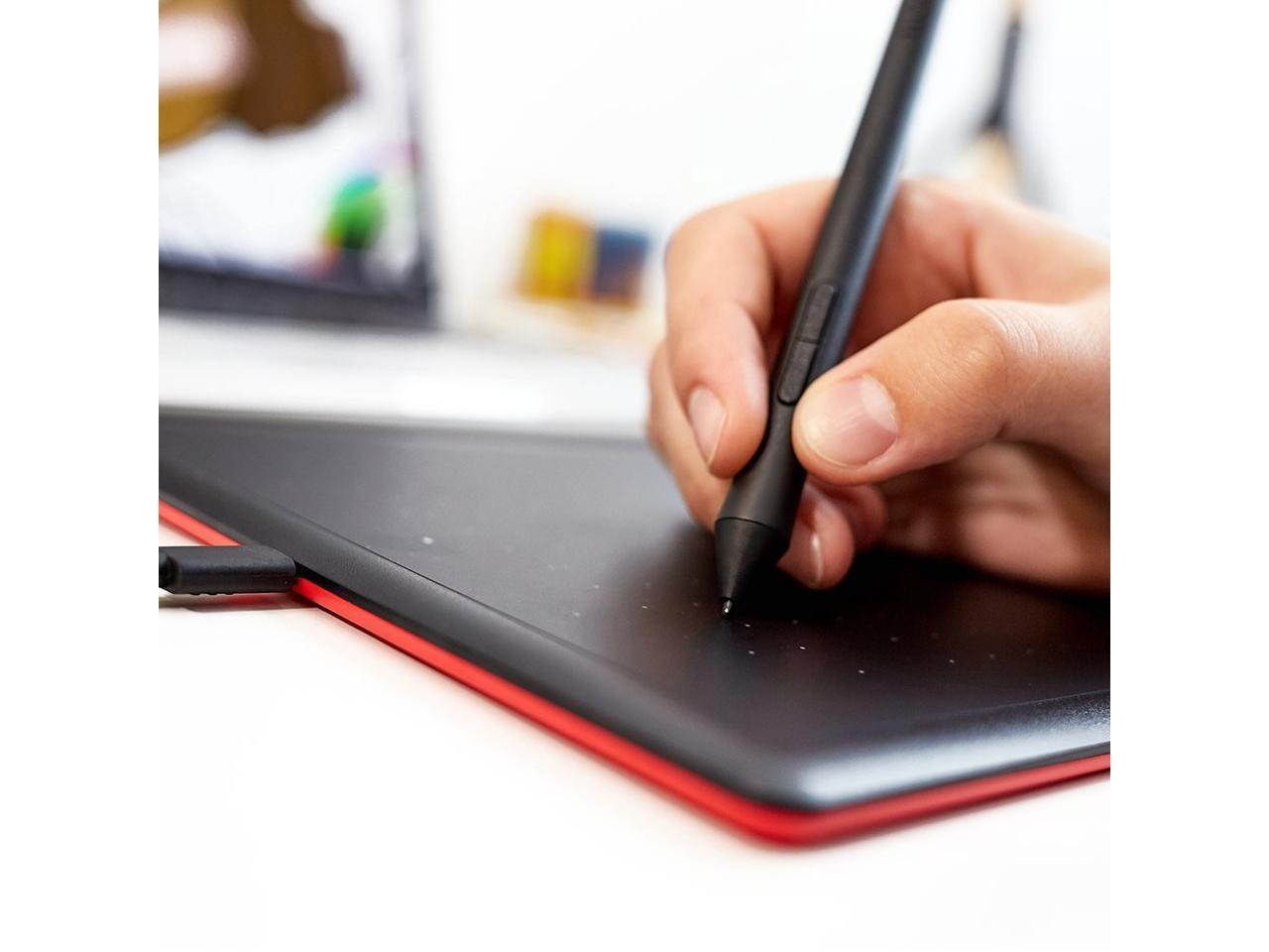 WACOM One By CTL-672/K0-CX Medium 8.5-inch x 5.3-inch Graphic Tablet Pen Pressure Levels 2048 (Red and Black)