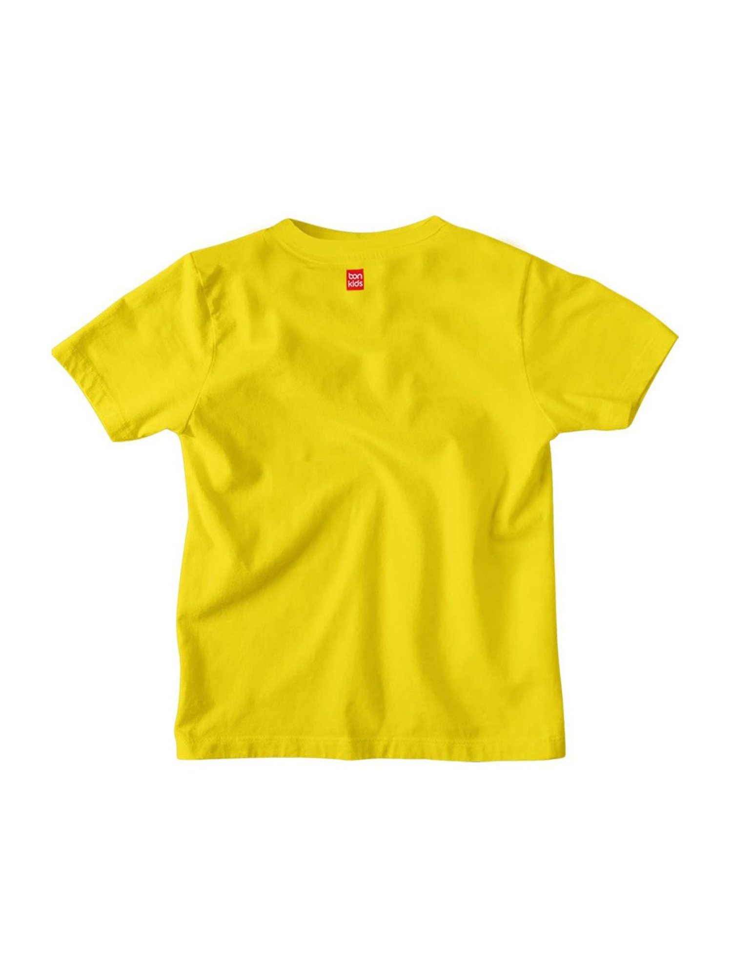 BonBoys Boys Yellow Cotton Printed Captain America Shield T-Shirt