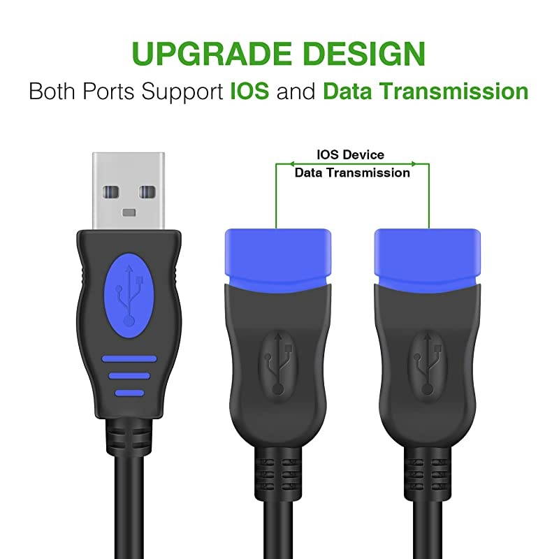 USB Splitter 1 To 4  USB 20 Y Splitter Charger Cable Power Cord Extension Hub Adapter for MacBook Laptop LED EtcNavy