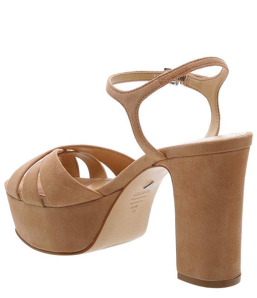 Schutz Keefa Suede Platform Block Heel Sandals