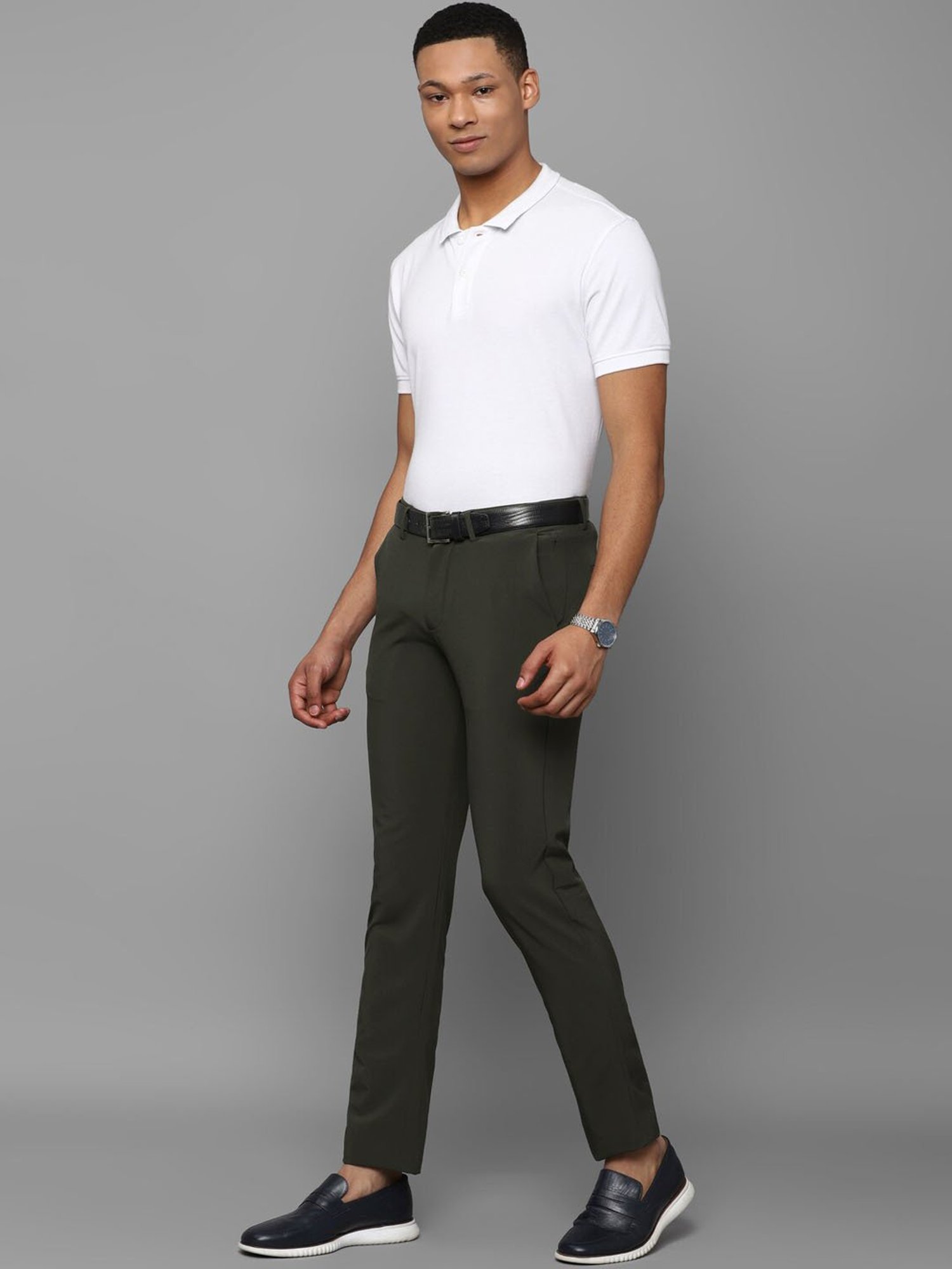 Allen Solly Green Regular Fit Trousers