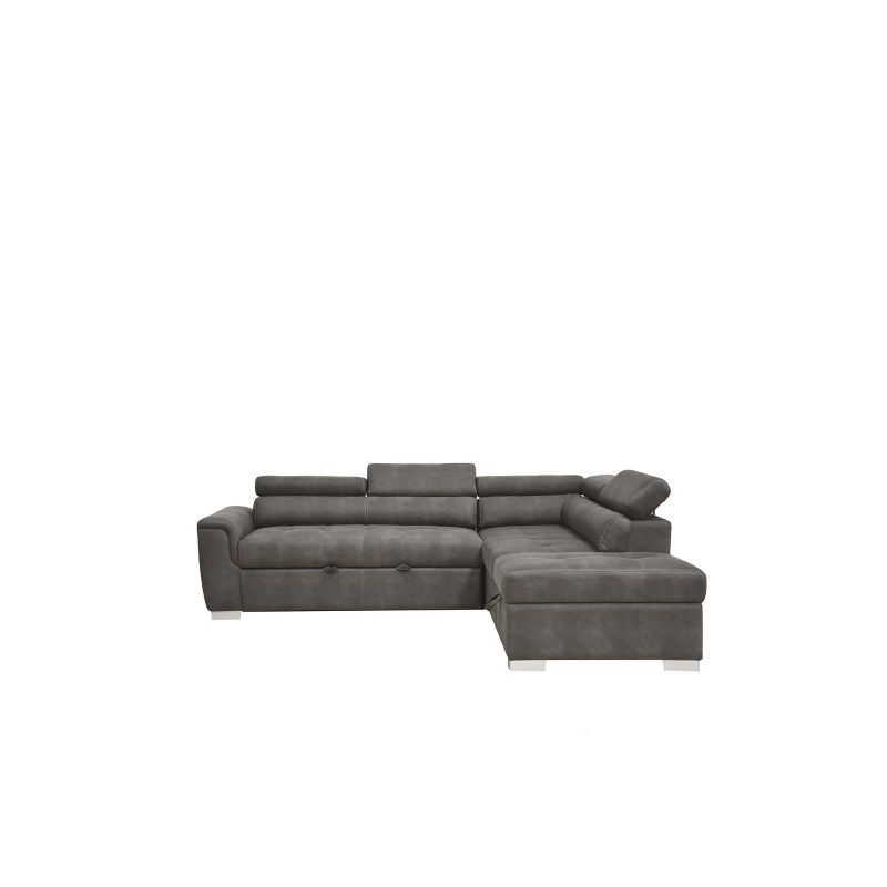Thelma Sectional Sofa Gray Polished Microfiber - Acme Furniture