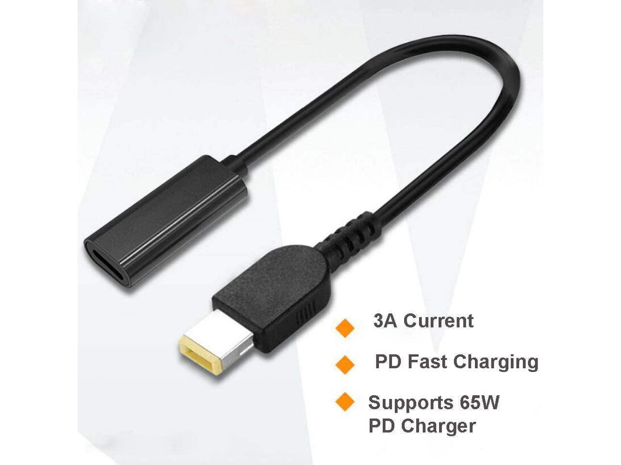 10-Pack USB-C Type-C (Female) to Slim Square Tip converter cable for Lenovo 65W Slim tip laptops