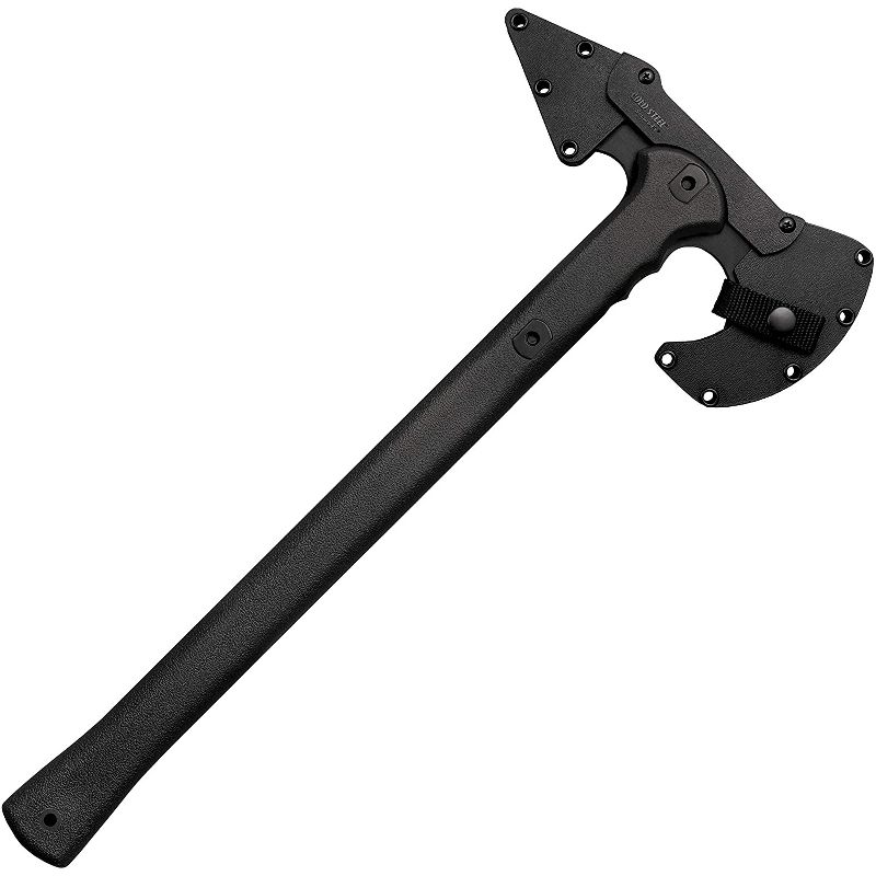 Cold Steel 90PTH Carbon Steel Camping Tactical Trench Hawk Tomahawk Hunting Throwing Axe with Wedge Spike and Sheath, 19 Inch Length, 29 Ounce, Black