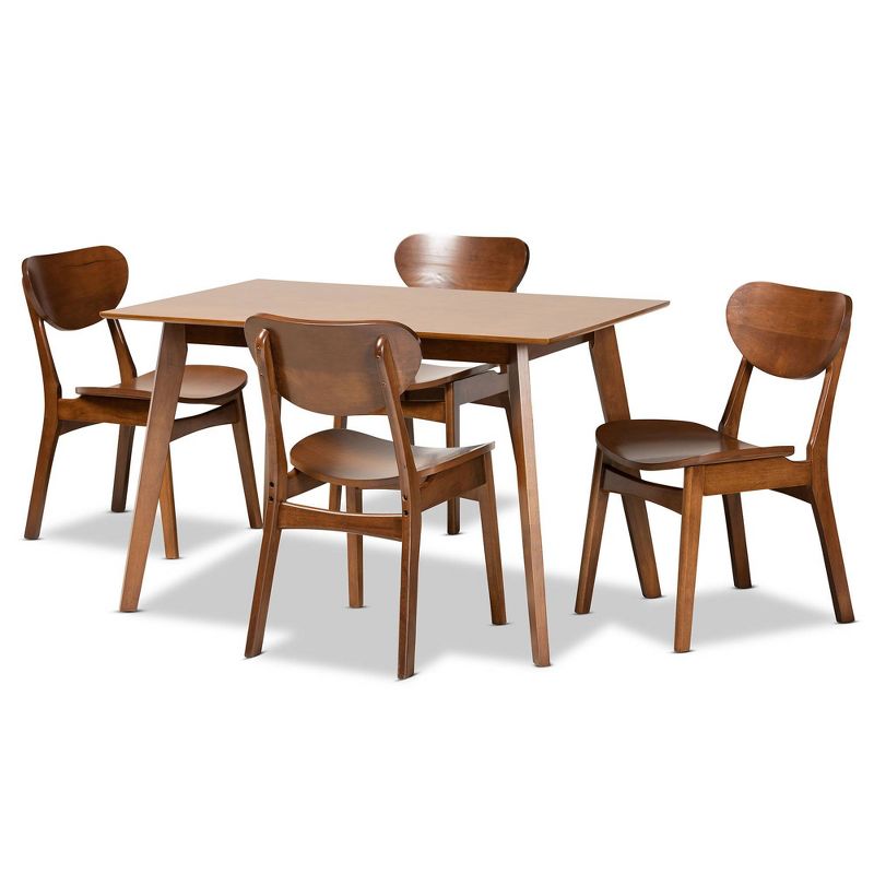 5pc Katya Wood Dining Set Brown - Baxton Studio