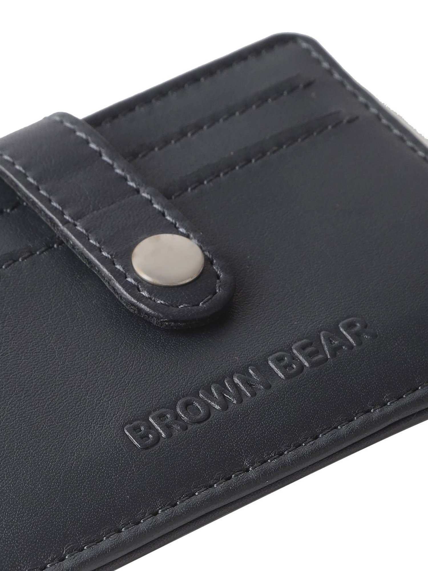 Brown Bear Black Casual Leather Rfid Card Holder for Men