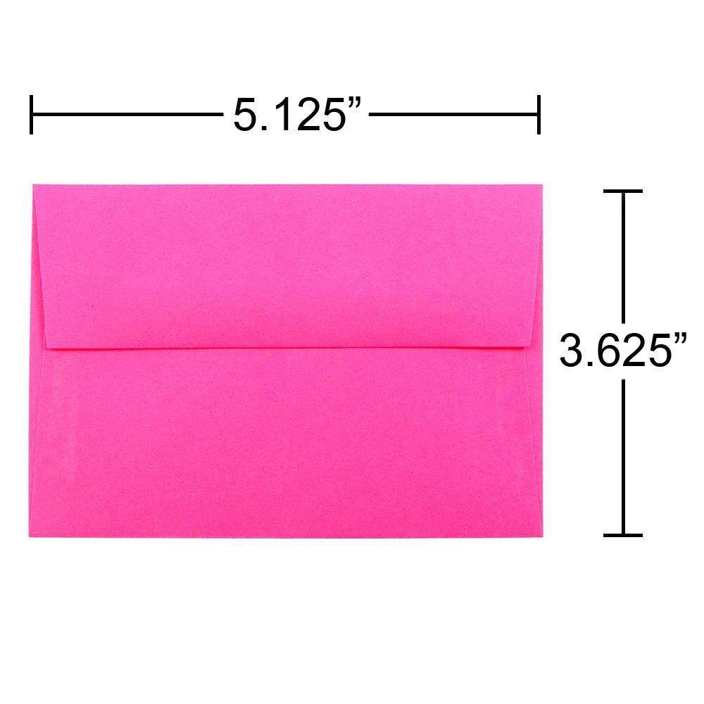 JAM PAPER 4Bar A1 Colored Invitation Envelopes - 3 5/8 x 5 1/8 - Ultra Fuchsia Hot Pink - 50/Pack