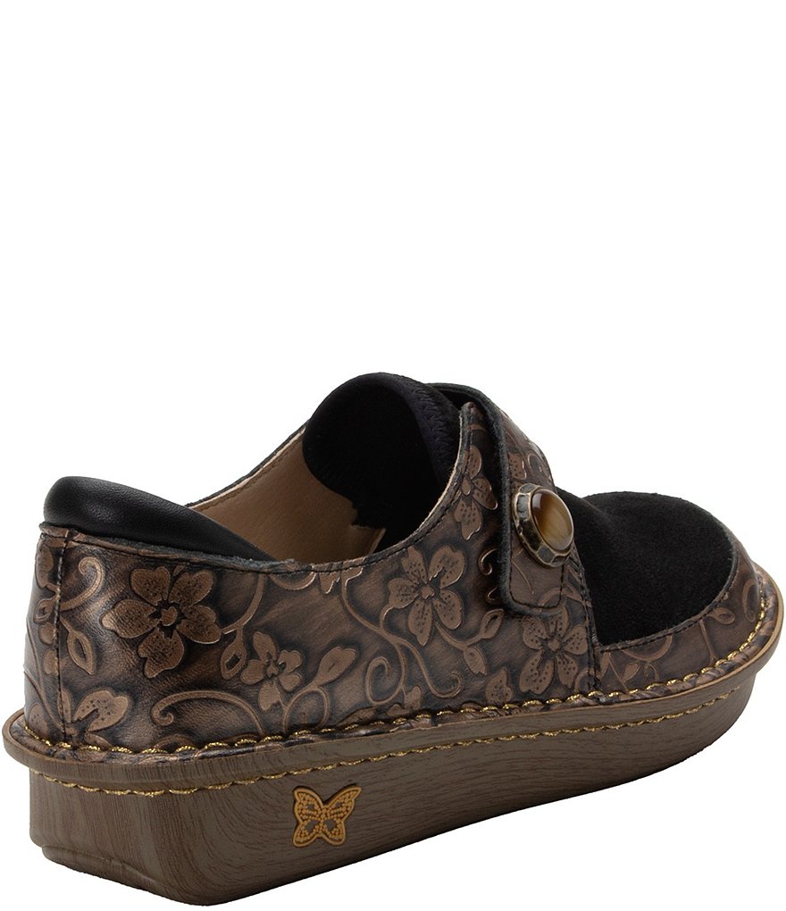 Alegria Brenna Rustic Printed Leather Monk Strap Slip-Ons
