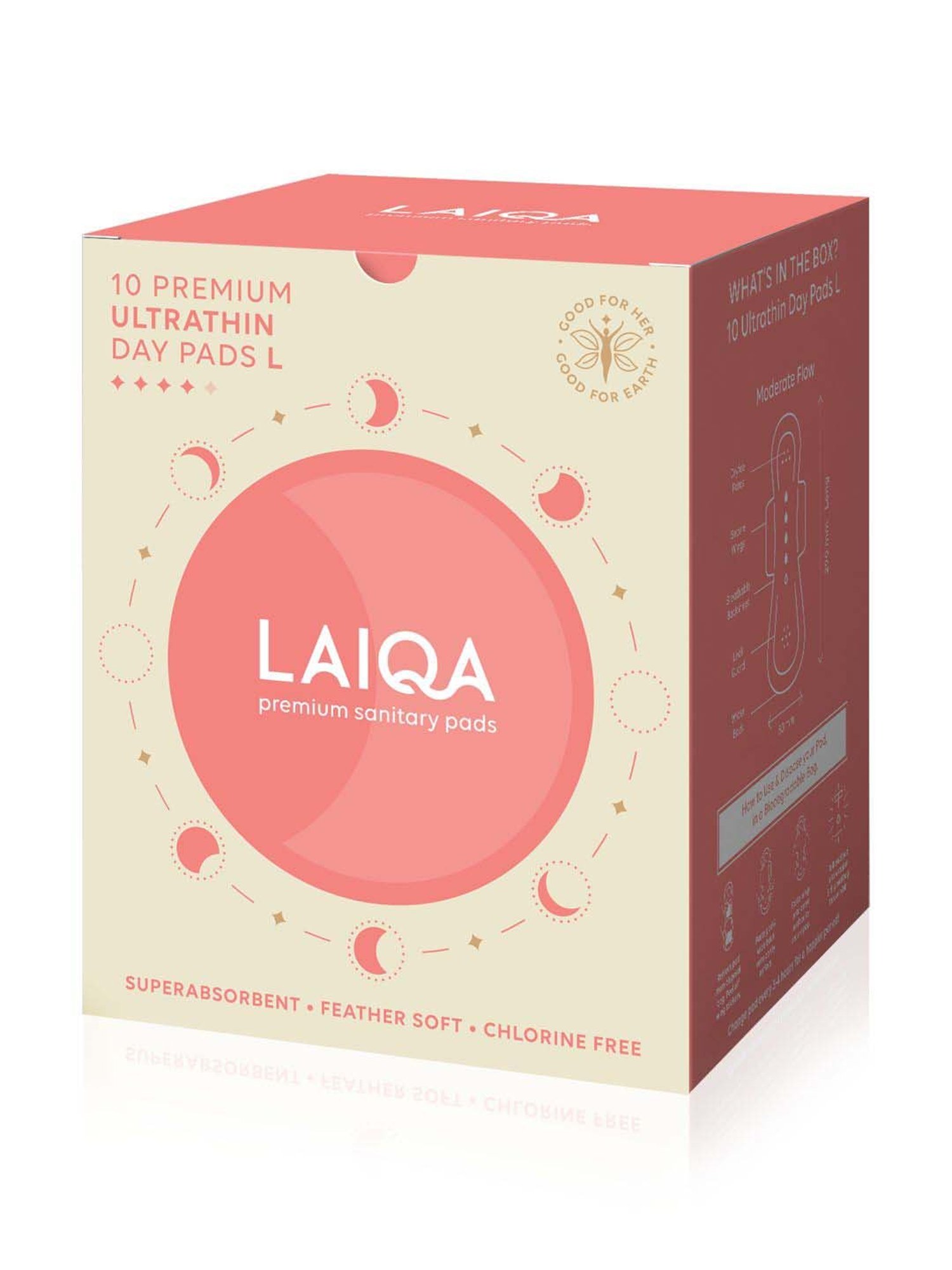 LAIQA Moderate Flow Large Day Pads - 10 Pads