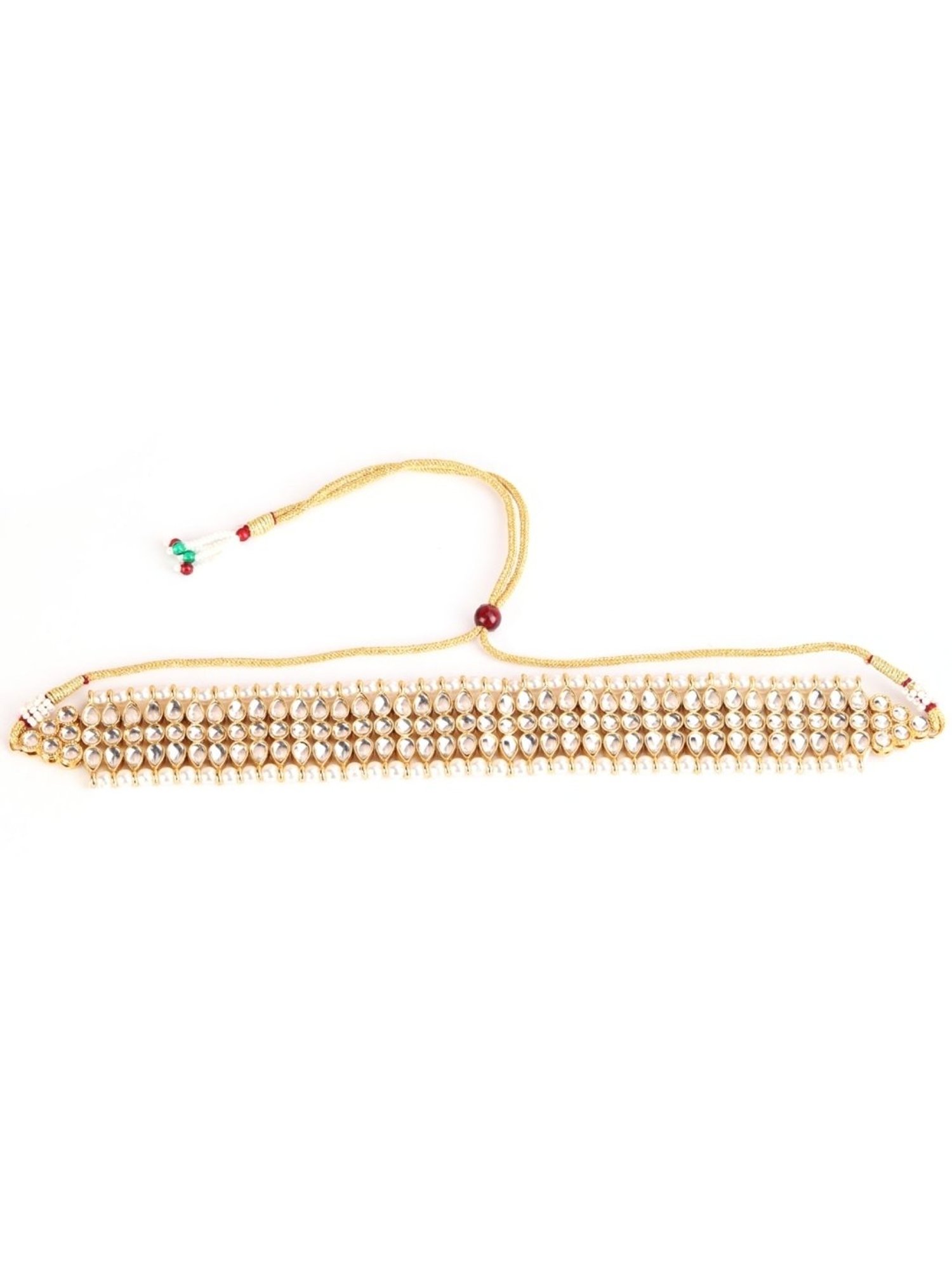 Aatmana Gold-Toned Kundan & Pearl Necklace, Earring & Maang Tikka Set