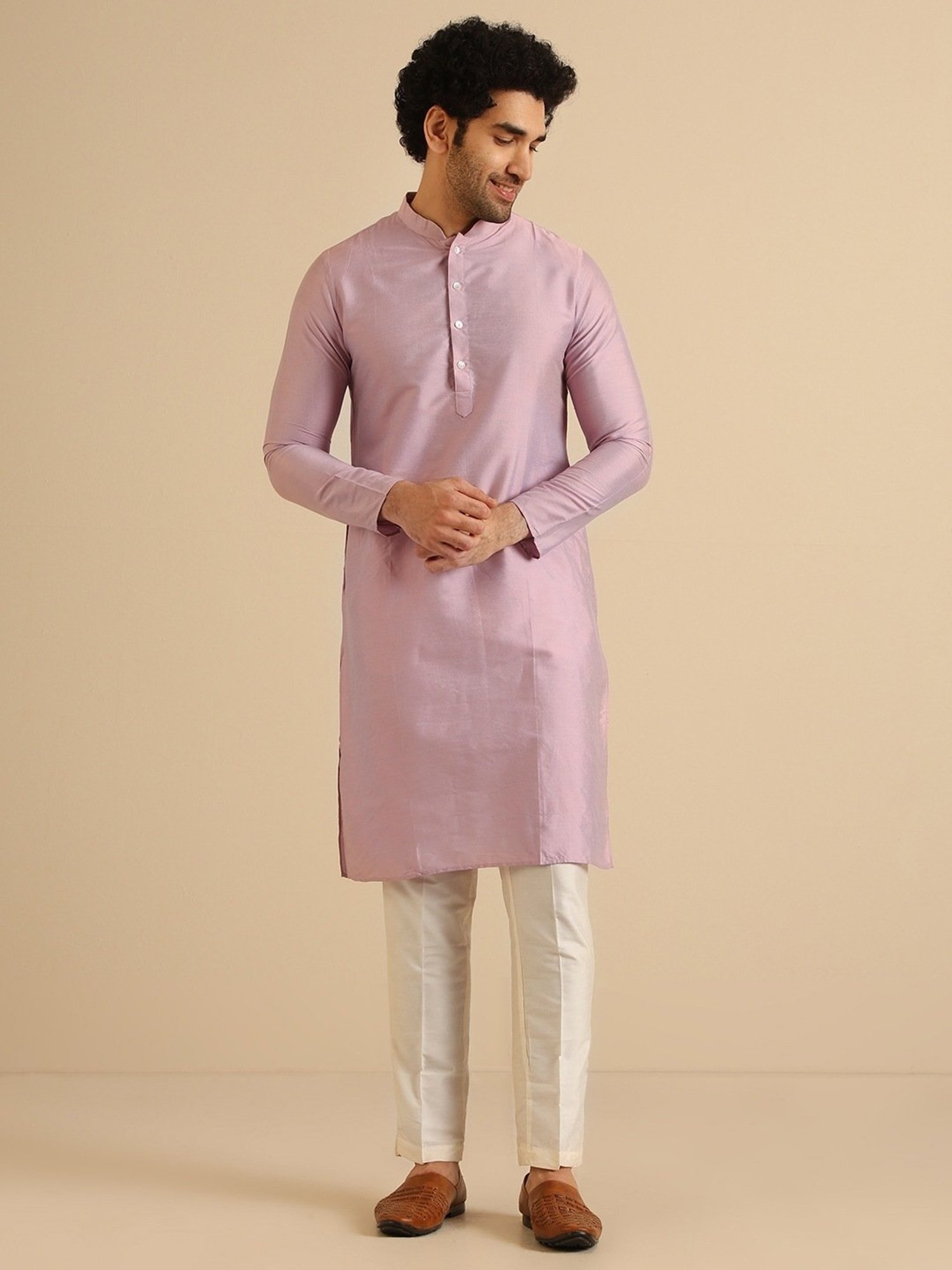 Hangup Plus Beige & Black Regular Fit Printed Sherwani Set