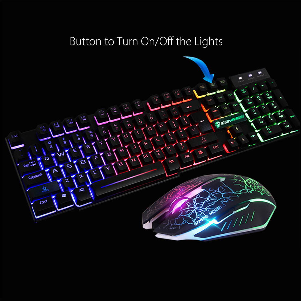 FADDARE Gaming Keyboard and Mouse USB Combo Large Mouse Pad Set Ergonomic High Mechanical Feel Borderless Rainbow Backlight 2400DPI Adjustment Wired for Windows PC (Keyboard Mouse Mousepad Set)