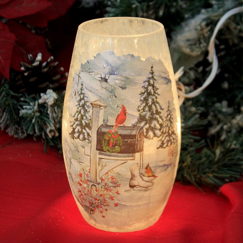 Stony Creek 7.25" Winter Skates Pre-Lit Med Vase Cardinal  -  Novelty Sculpture Lights